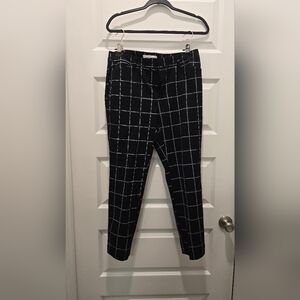 Women's Black and White Checkered Chino Pants